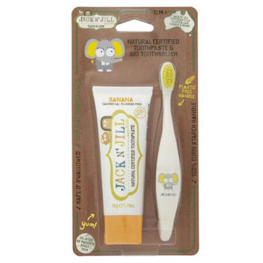 Banana flavoured toothpaste and toothbrush pack Ellie, Jack N Jill