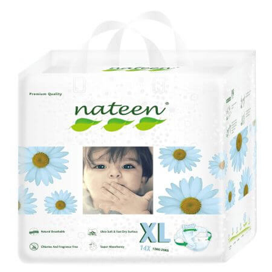 Pañales ecológicos hipoalergénicos Premium Line, 3D Flex &amp; Fit, nº 5, 10-20 kg, 14 unidades, Nateen