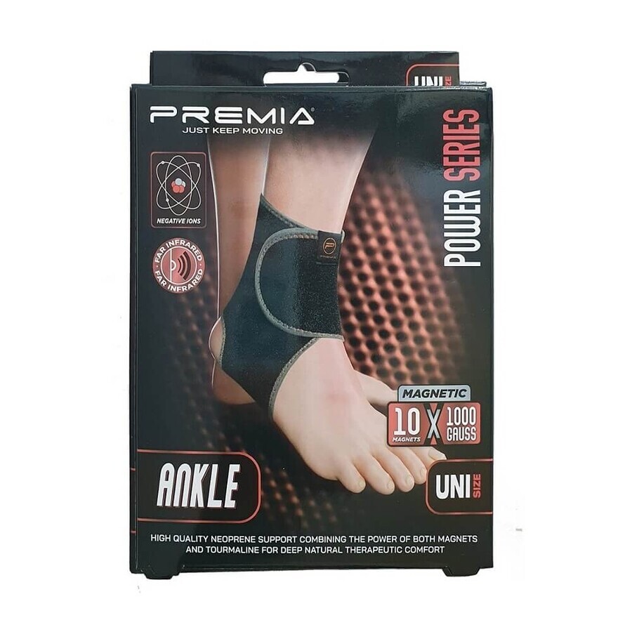 Neoprene ankle brace with magnets and tourmaline PNP002, Universal size, 1 piece, Premia