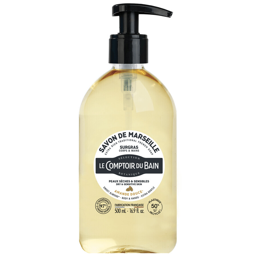 Savon liquide de Marseille aux amandes, 500 ml, Le Comptoir du Bain