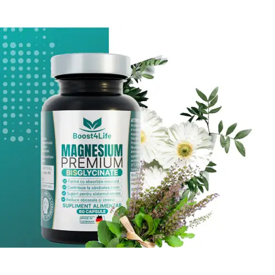 Magnesiumbisglycinate Premium-Paket, 2x60 Kapseln, Boost4Life