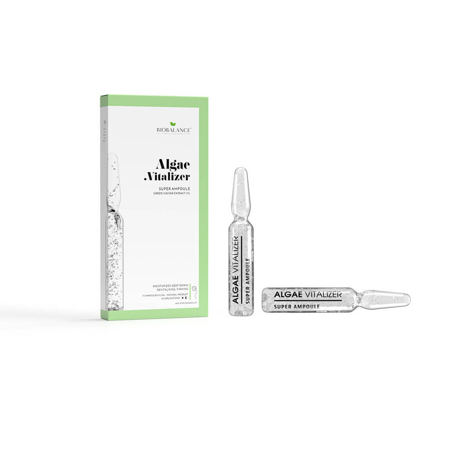 Vitalizante de Algas, ampollas concentradas para una hidratación y reafirmación intensas con extracto de Caviar Verde 3%, Bio Balance, 10 x 2 ml, Biocart