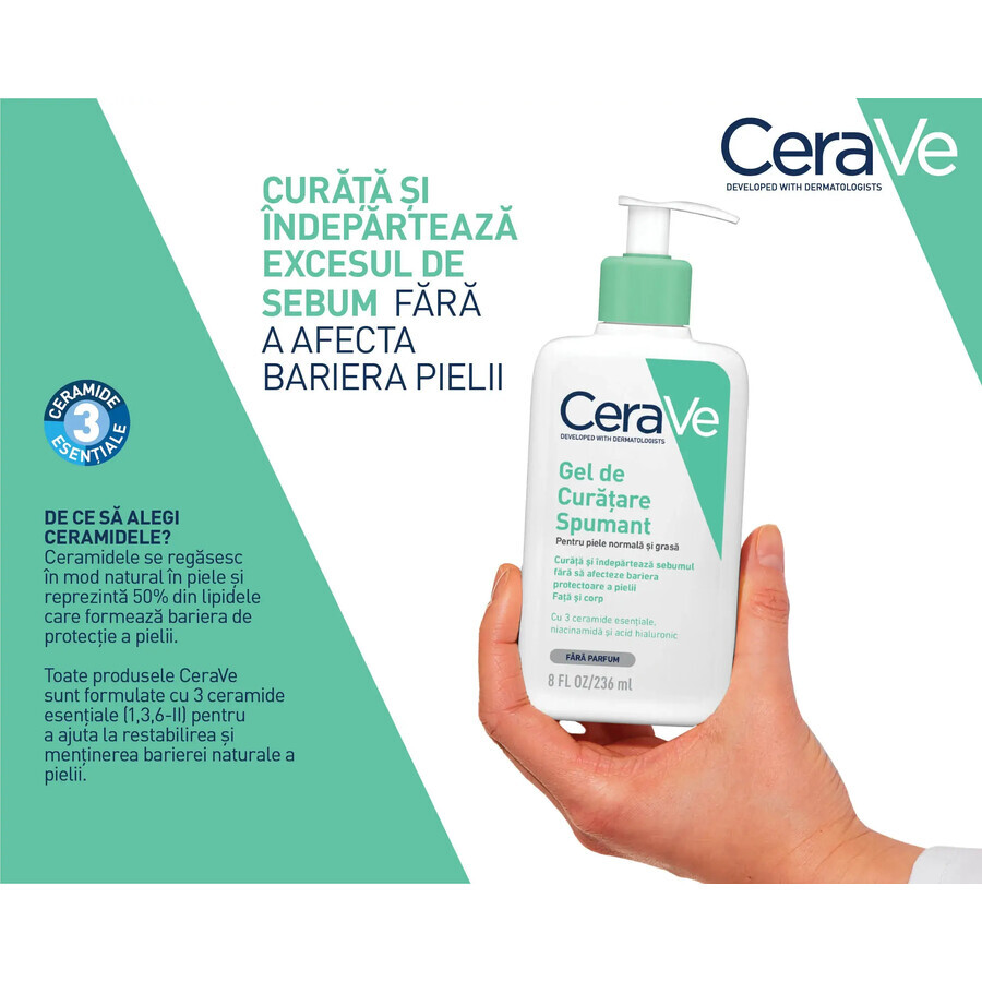 Gel de curățare spumant pentru piele normal-grasă, 473 ml, CeraVe