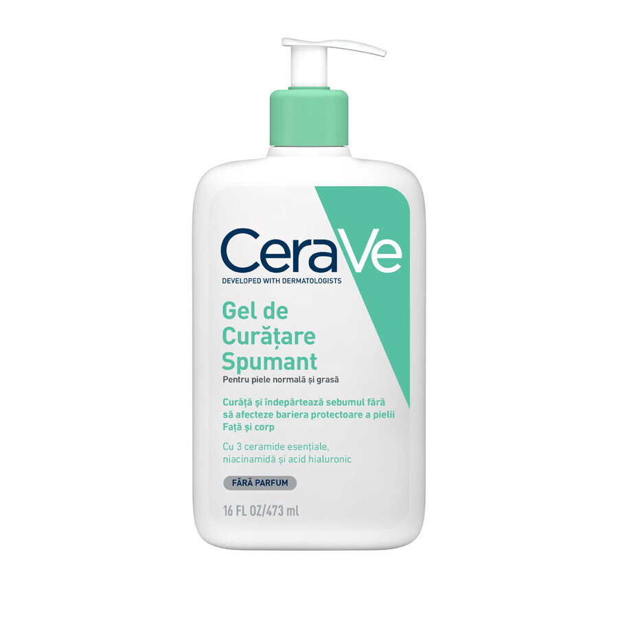 Gel de curățare spumant pentru piele normal-grasă, 473 ml, CeraVe