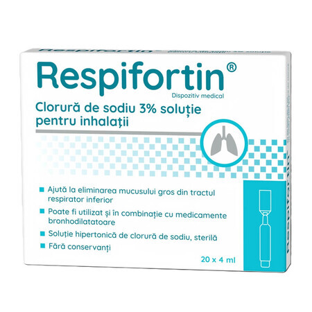 Natriumchloride 3% oplossing voor inhalatie Respifortin, 20 injectieflacons x 4 ml, Penta Arzneimittel