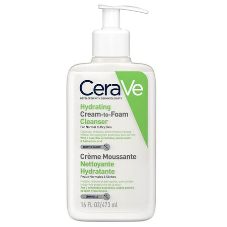 Crema de curatare spumanta si hidratanta pentru ten normal-uscat, 473 ml, CeraVe