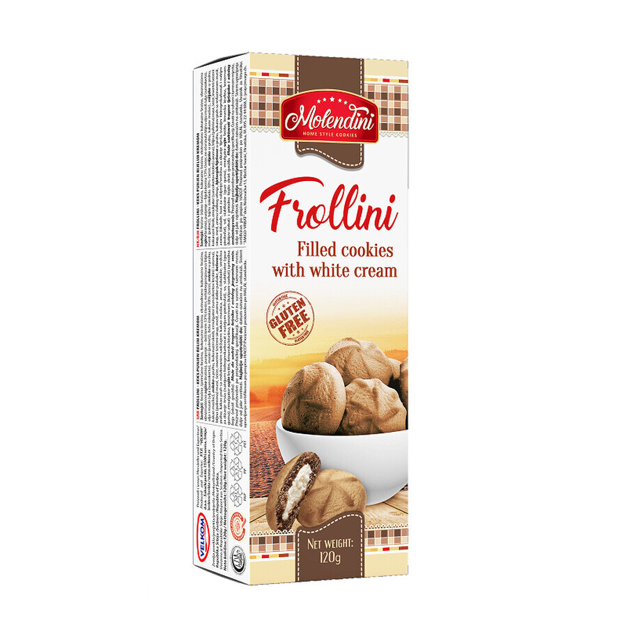 Gedroogde koekjes met witte room Frollini, 120 g, Molendini