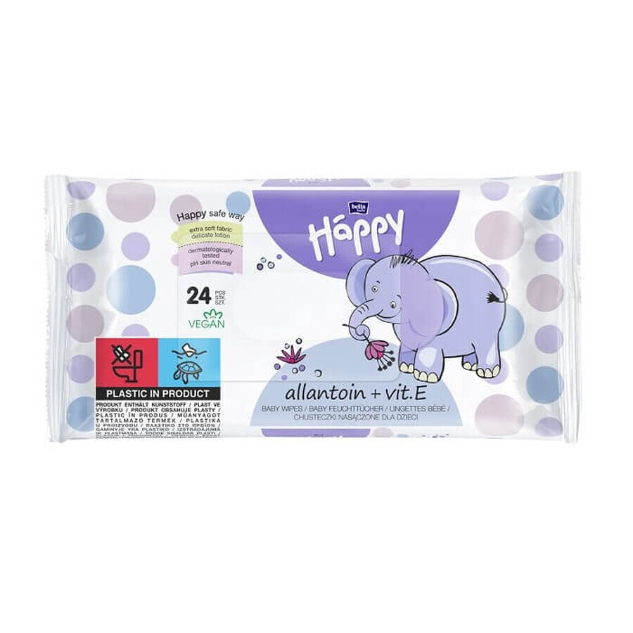 Happy Wet Servetten met Vitamine E en Allantoïne, 24 stuks, Bella