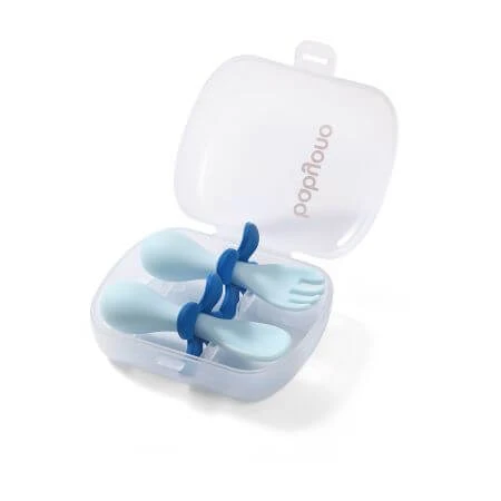 Ergonomisch bestek, Blauw, Babyono