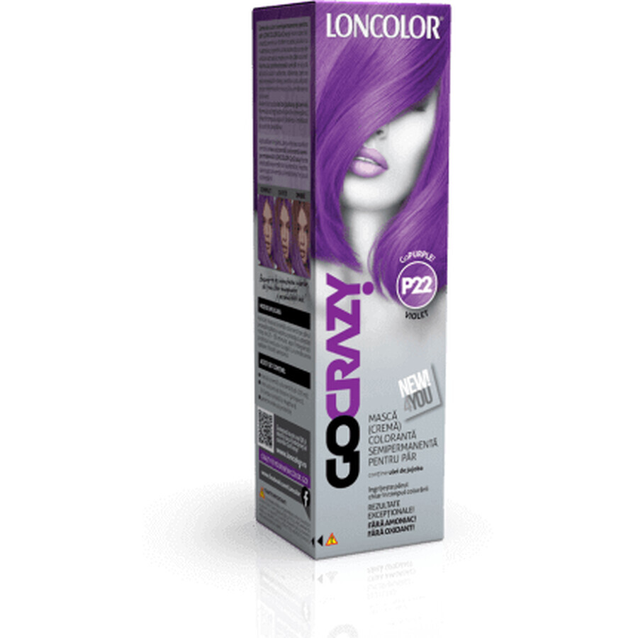 Loncolor Go Crazy Masque colorant capillaire semi-permanent (crème) P22 Violet, 1 pc