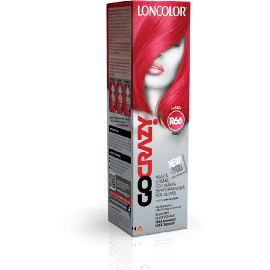 Loncolor Go Crazy semipermanent haarkleurmasker (crème) R66 Red, 1 st