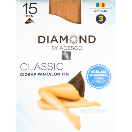 Diamant Dres classic zwart 15 den, 1 st