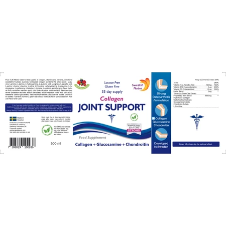 Joint Support Collageen Hydrolyse Liquid Type 2 5000 mg 2 x 500 ml Swedish Nutra 