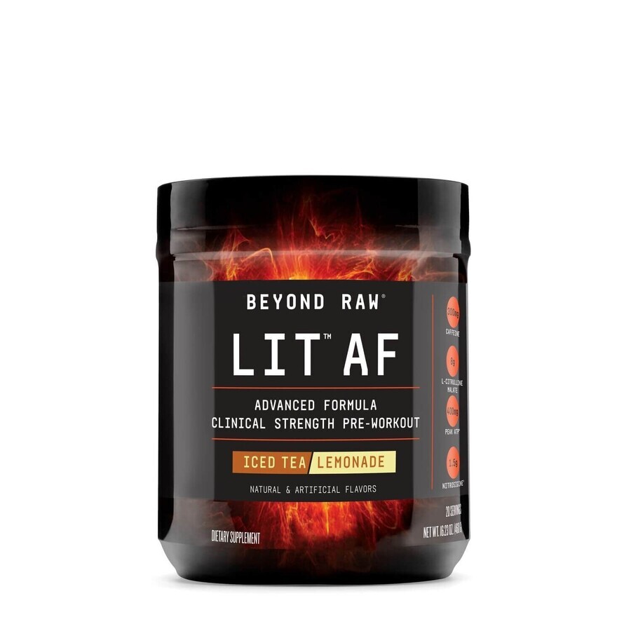 Beyond Raw LIT AF con sabor a té de limón, 460 g, GNC 