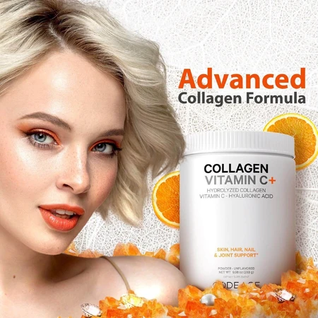 Codeage Collagen Vitamin C+, Colágeno hidrolizado con vitamina C y ácido hialurónico, 283 g, GNC