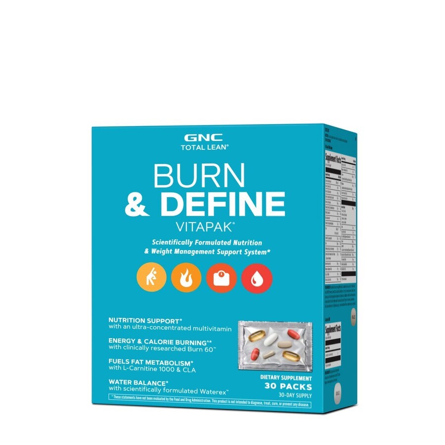 Total Lean® Burn &amp; Define Vitapak®, Compleet Afslankprogramma, 30 zakjes, GNC 