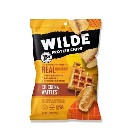 WILDE Protein Chips, Chicken &amp; Waffle Flavoured Protein Chips, 38 g, GNC