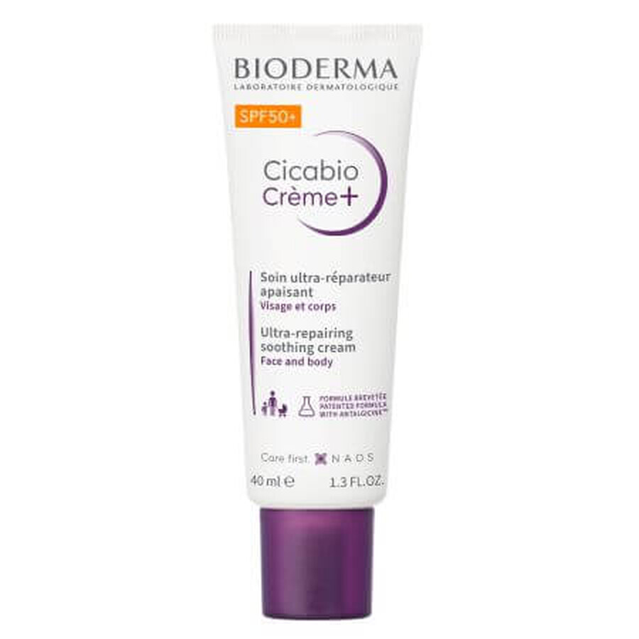 Crema reparadora con SPF50+ Cicabio Creme+, 40 ml, Bioderma