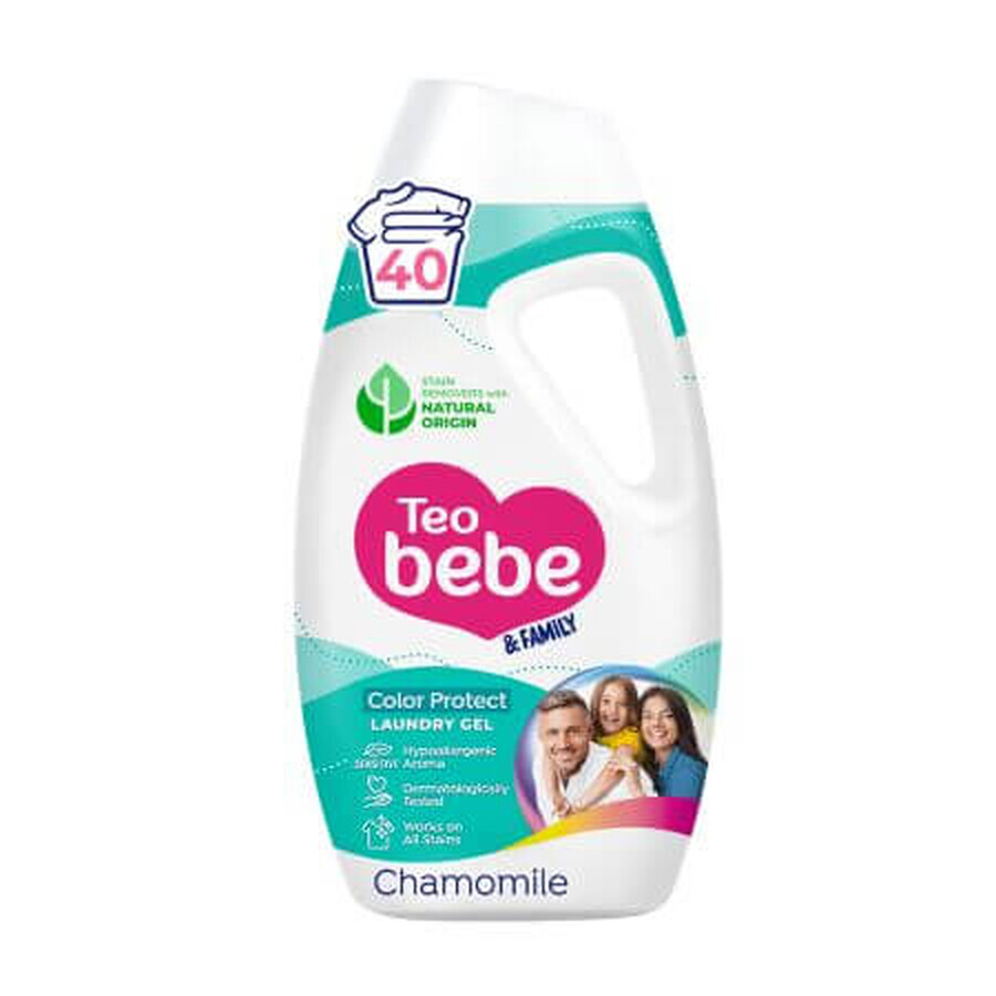 Family Color Protect Gel Détergent, Camomille, 1800 ml, Teo Bebe