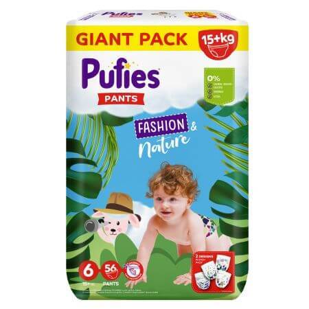 Luierbroekjes Fashion &amp; Nature, Nr. 6, 15 kg+, 56 stuks, Pufies