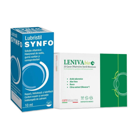 Verpakking Lubristil Synfo 10 ml + Leniva biologische doekjes 20 stuks