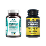 Premium Magnesium Bisglycinate 60 caps + Ashwagandha KSM-66 Premium 180 caps Boost4Life