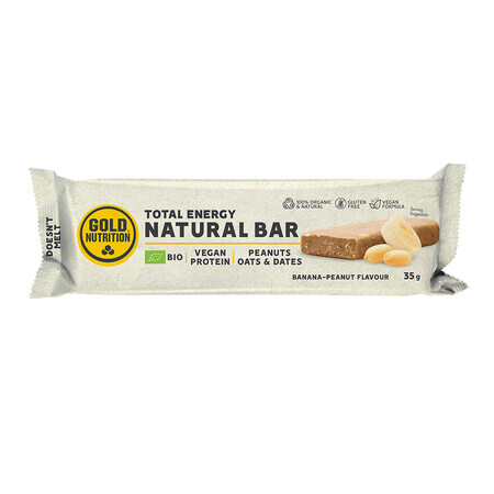 Barre protéinée bio naturelle banane-cacahuète, 35 g, Gold Nutrition