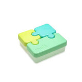 Récipient alimentaire, motif de puzzle, bleu et vert, miel