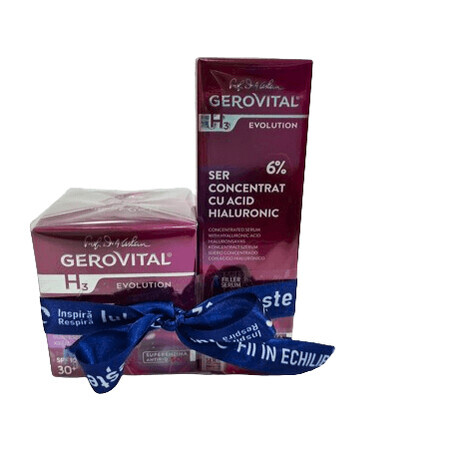 Gerovital H3 Evolution Feuchtigkeitsspendende Lift-Creme FP10 50ml + Hyaluronsäure-Serum 10ml Packung