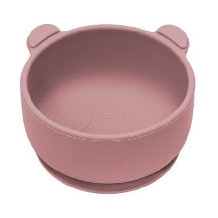 Bol din silicon cu ventuza The Little Bear, 6 luni+, Old Rose, Appekids