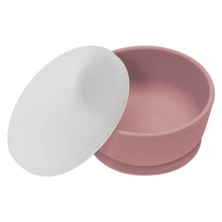 Bol en silicone avec ventouse et couvercle, 6 mois+, Old Rose, Appekids