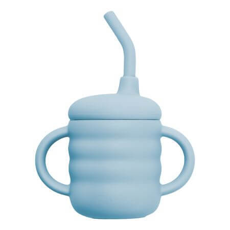 Tasse en silicone avec paille, 6 mois et plus, bleu aqua, Appekids