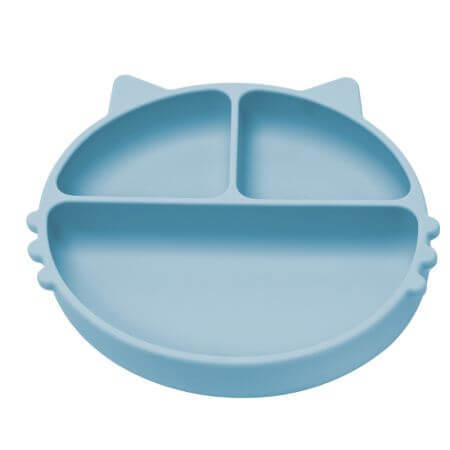 Gecompartimenteerd siliconen bord met zuignap Kitty, 6 maanden+, Aqua Blauw, Appekids