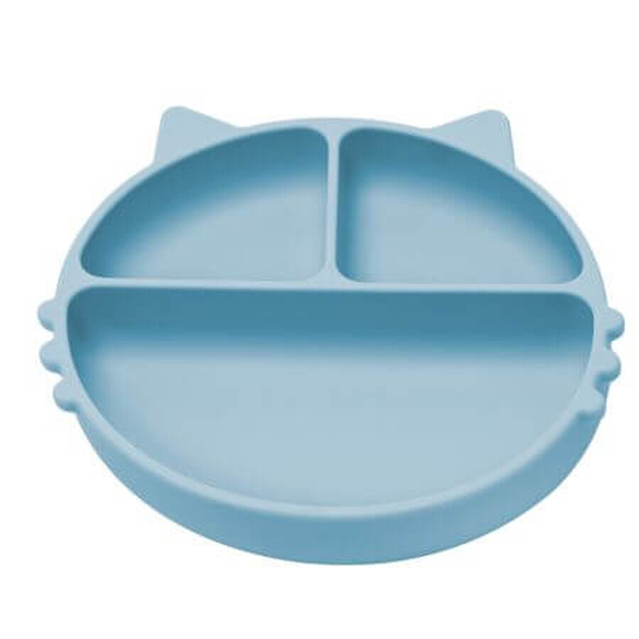 Unterteilter Silikonteller mit Saugnapf Kitty, 6 Monate+, Aqua Blue, Appekids