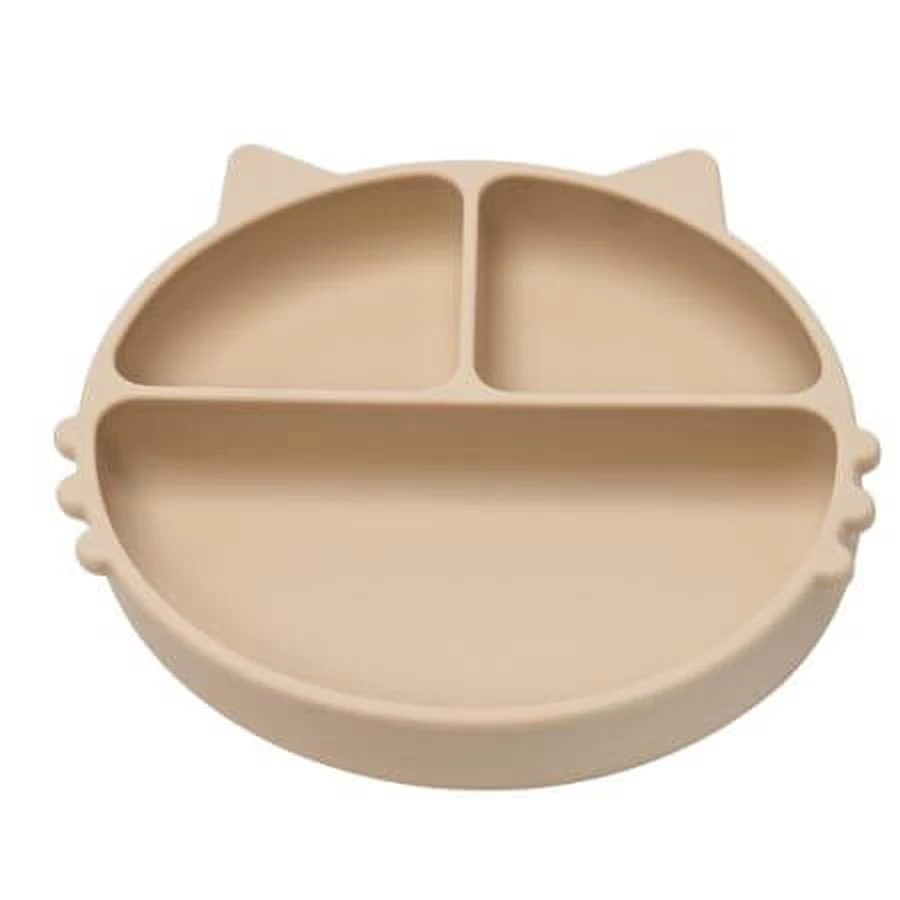 Unterteilter Silikonteller mit Saugnapf Kitty, 6 Monate+, Bubble Beige, Appekids