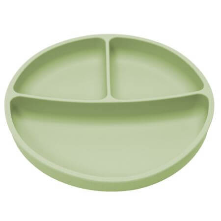 Piatto in silicone compartimentato con ventosa, 6 mesi+, Raw Green, Appekids