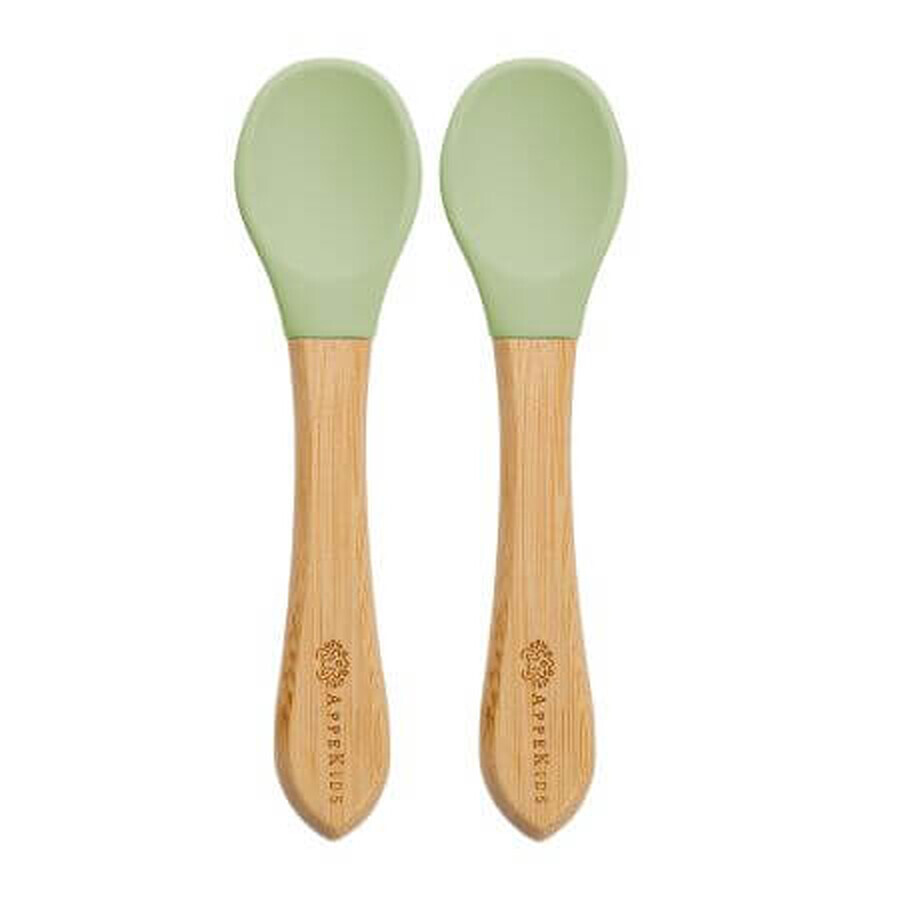 Set de cuillères en bambou, 6 mois et +, Raw Green, Appekids