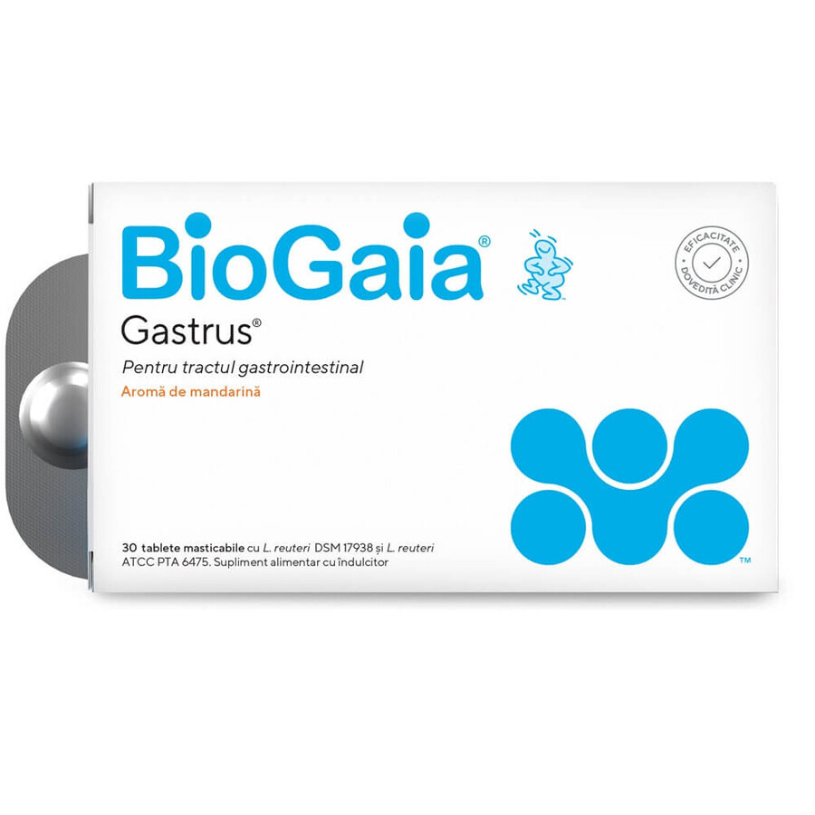 Probiótico BioGaia Gastrus, 30 comprimidos masticables, Ewopharma