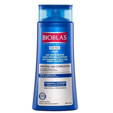 Shampoo antiforfora e antiestetico per uomo Mentolo+Complex B19, 360 ml, Bioblas