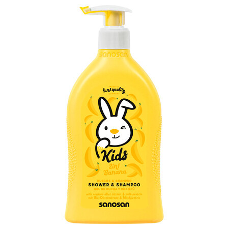 2 in 1 douchegel en shampoo met bananensmaak, 400 ml, Sanosan