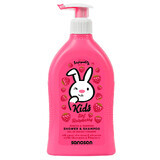 Children's shower gel and shampoo with raspberry flavour, 400 ml, Sanosan