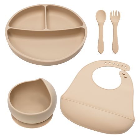 Set pentru diversificare din silicon Classic, 6 luni+, Bubble Beige, Appekids