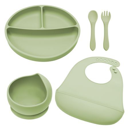 Set pentru diversificare din silicon Classic, 6 luni+, Raw Green, Appekids