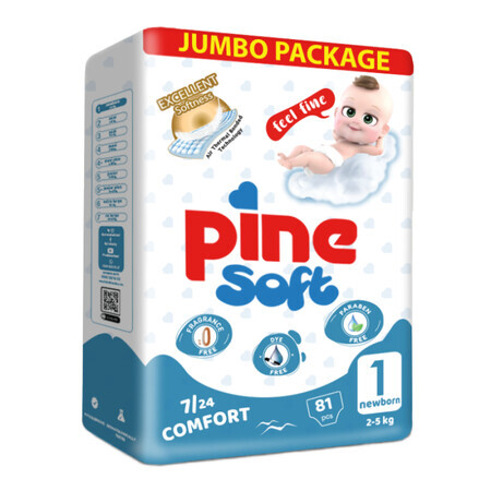 PINE Newborn Windeln 2-5 kg Größe 1 x 81 Stück