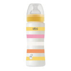 Biberon WB PP cu tetina din silicon cu flux rapid Girls, 4 luni+, Yellow, 330 ml, Chicco