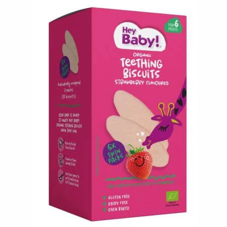 Bio Kekse Erdbeeren, ab 6 Monaten, 20 g, Hey Baby