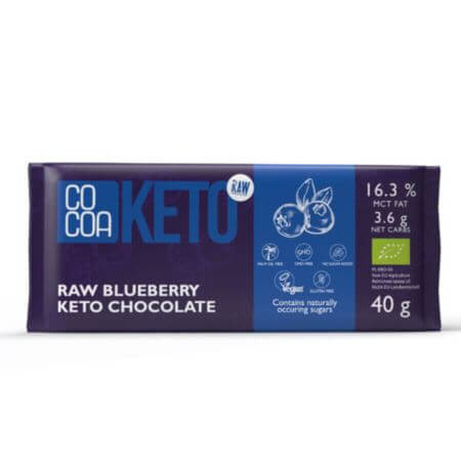 Cioccolato biologico con mirtilli Keto, 40 g, Cacao