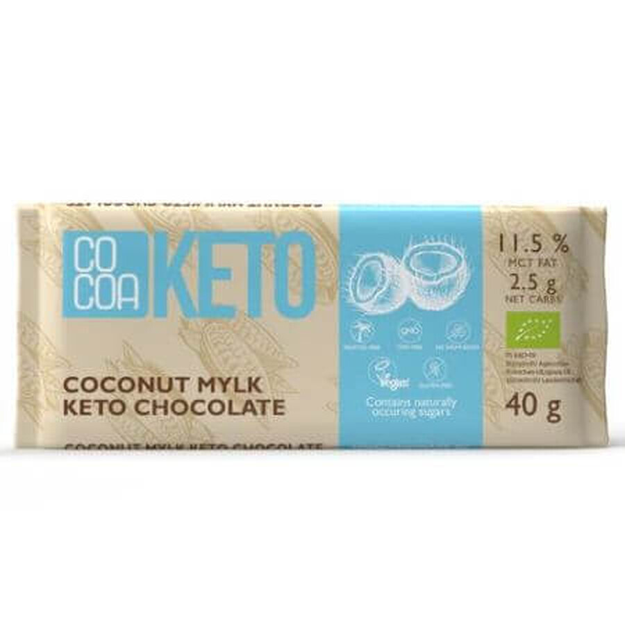 Biologische Chocolade met Kokosnoot Keto, 40 g, Cacao