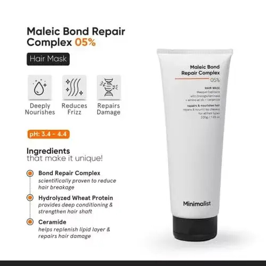 Herstellend haarmasker Maleic Bond Repair Complex 0,5%, 200 ml, Minimalist