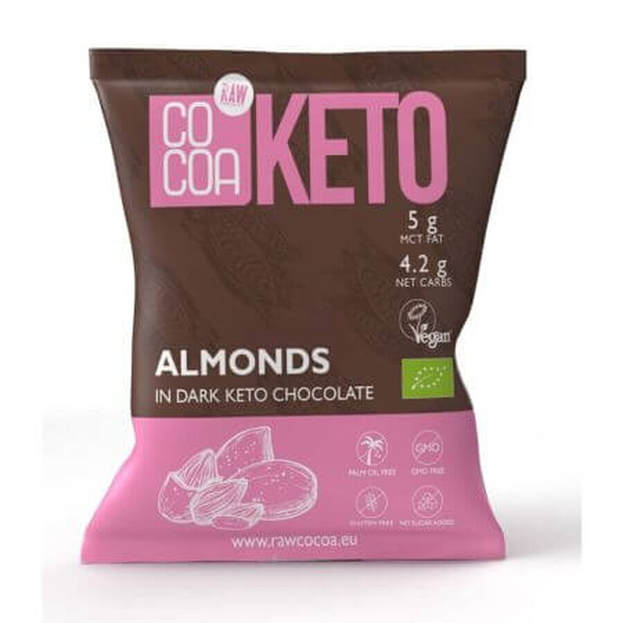 Keto Organic Dark Chocolate Covered Almonds, 70 g, Cocoa